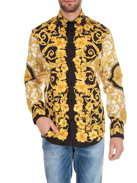 versace gold mens shirt|Versace collection men shirt.